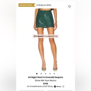 Show Me Your Mumu All Night Skort Emerald Sequins